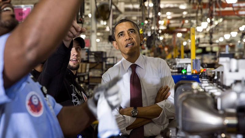 Barack Obama, en una visita a las instalaciones de Daimler en Detroit en 2012