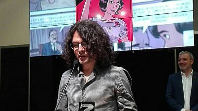 Jaime Martín agradeciendo el Premio a la Mejor Obra de Autor Español en el Salón del Cómic