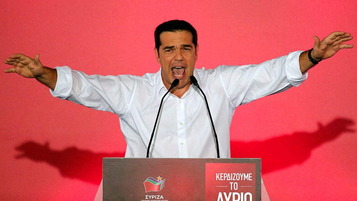 El líder de Syriza, Alexis Tsipras, en un mítin en Atenas