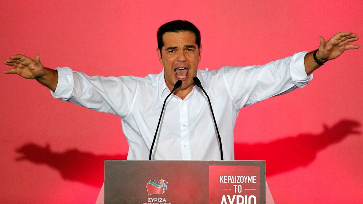 El líder de Syriza, Alexis Tsipras, en un mítin en Atenas El líder de Syriza, Alexis Tsipras, en un mítin en Atenas