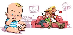 Fragmento de la portada de 'Socorro! Somos padres primerizos' Fragmento de la portada de 'Socorro! Somos padres primerizos'