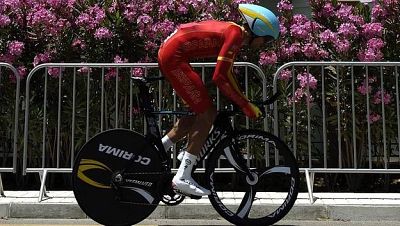 Luis León, en la prueba de contrarreloj de Bakú 2015.