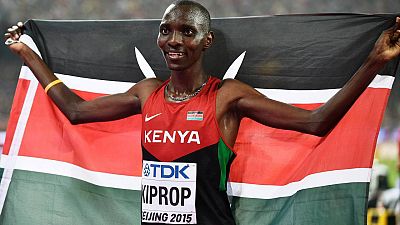 El keniano Kiprop celebra su victoria en el 1.500