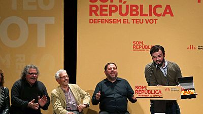 Gabriel Rufián número uno de ERC en un acto electoral Gabriel Rufián número uno de ERC en un acto electoral
