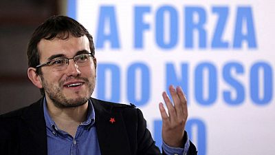 El candidato de la lista de Nós-Candidatura Galega por A Coruña, Carlos Callón, en una imagen durante la campaña de las elecciones generales 2015.