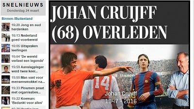 La muerte de Cruyff, en las portadas