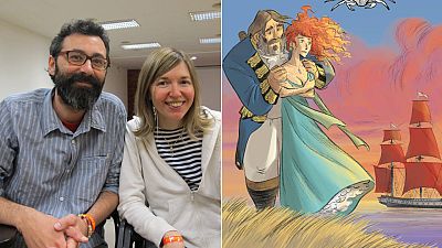 Teresa Radice y Stefano Turconi y una imagen de 'El puerto prohibido' Teresa Radice y Stefano Turconi y una imagen de 'El puerto prohibido'