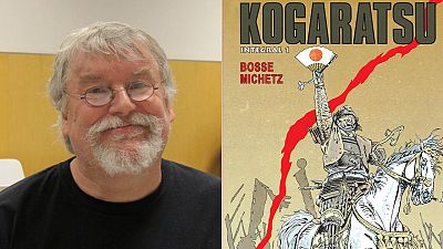 Bosse y la portada del primer integral de 'Kogaratsu' Bosse y la portada del primer integral de 'Kogaratsu'