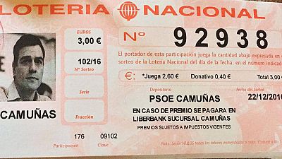 Imagen de la participación de la Lotería de Navidad del PSOE de Camuñas