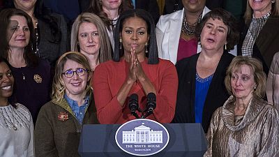 La primera dama de EE.UU., Michelle Obama, durante su último discurso en el cargo en la Casa Blanca
