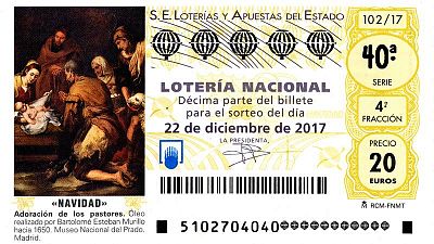 Decimo de Lotería de Navidad de 2017 con la obra de Murillo