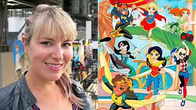 Shea Fontana en el Salón del Cómic de Barcelona y una ilustración de 'DC Super Hero Girls'
