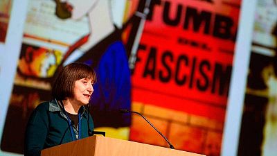 Laura Pérez Vernetti agradediendo el Gran Premio del Salón del Cómic de Barcelona Laura Pérez Vernetti agradediendo el Gran Premio del Salón del Cómic de Barcelona