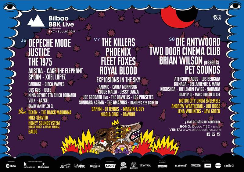 Así queda el cartel por días del BBK Live 2017