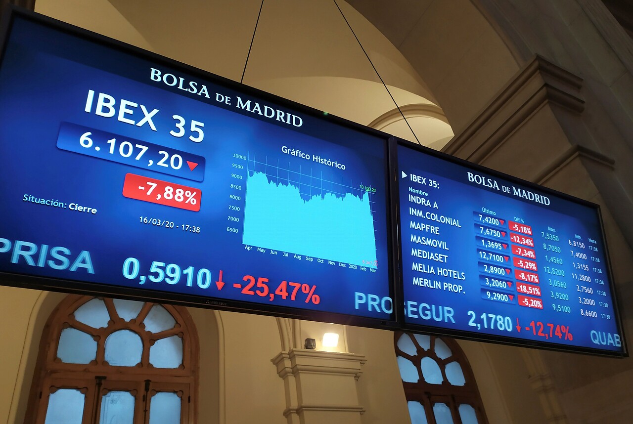 Ir al Video La Bolsa española se hunde un 7,88 % y Wall Street vive su peor jornada desde 1987