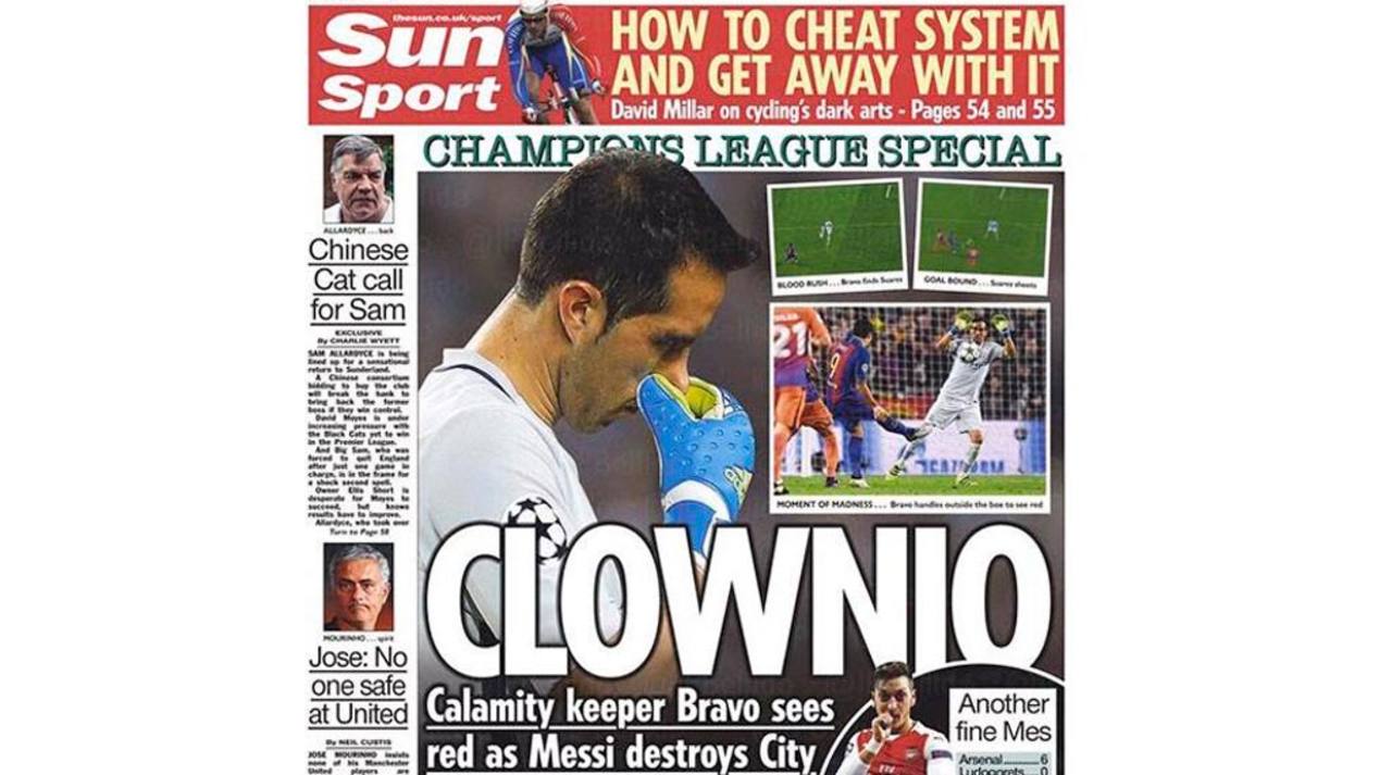 Claudio Bravo, en las portadas de la prensa británica