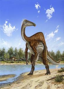  Image provided by Nature on Deinocheirus mirificus, with a hump on its back 