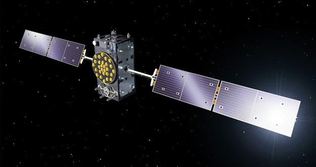 Ilustración de un satélite Galileo en órbita.