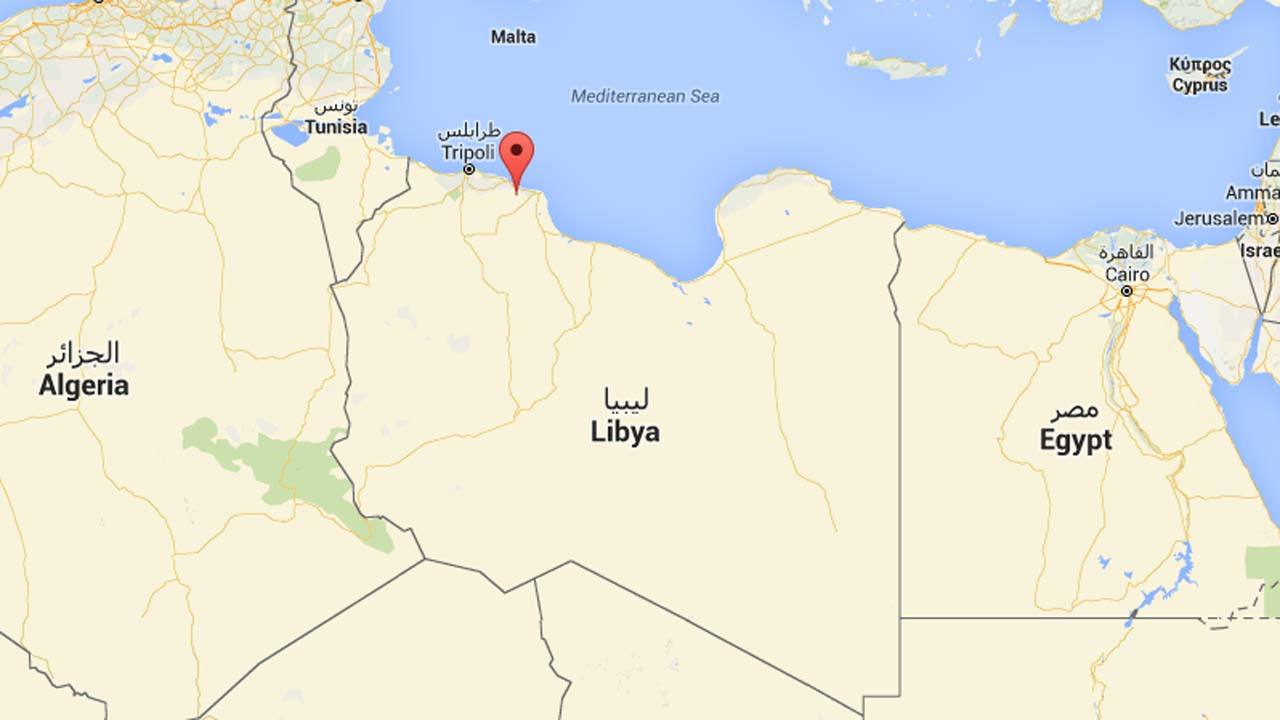 Localización de la ciudad de Zliten, en Libia (Google Maps)