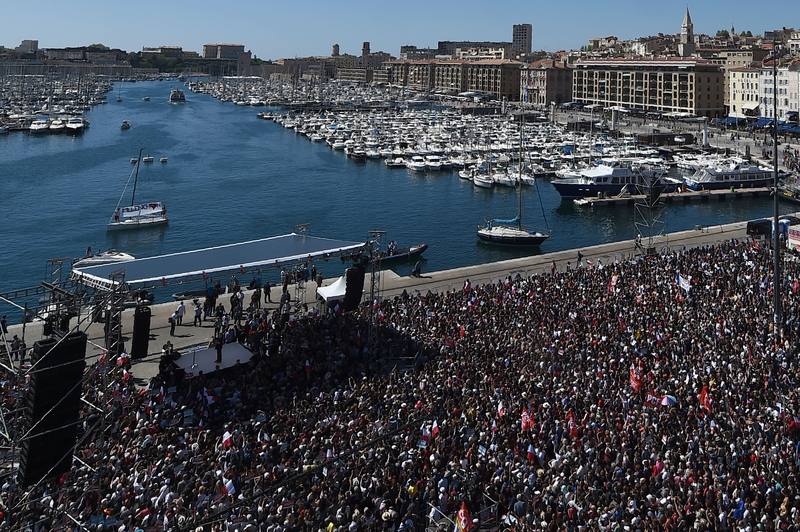 Mitin de Jean-Luc Mélenchon en el puerto de Marsella, el pasado 9 de abril
