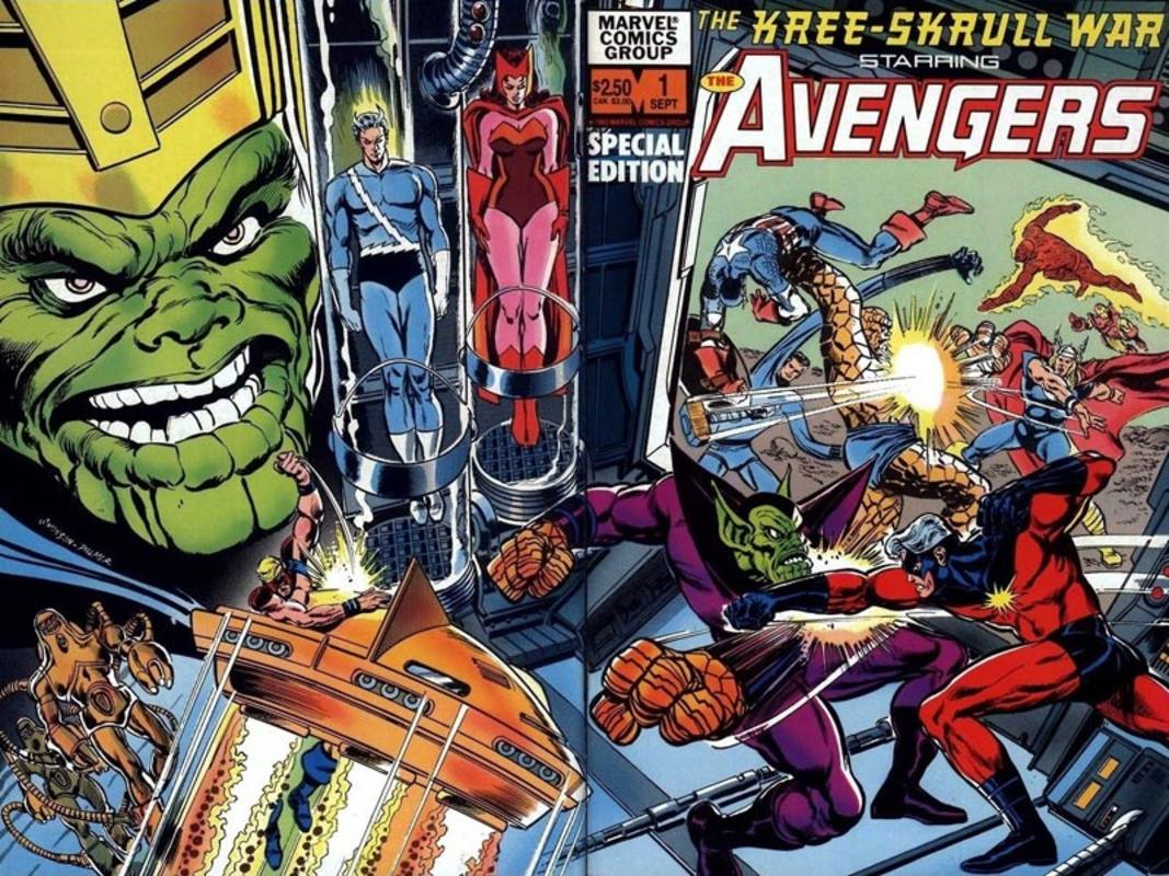 Portada de una de las muchas reediciones de Los Vengadores: La guerra Kree-Skrull