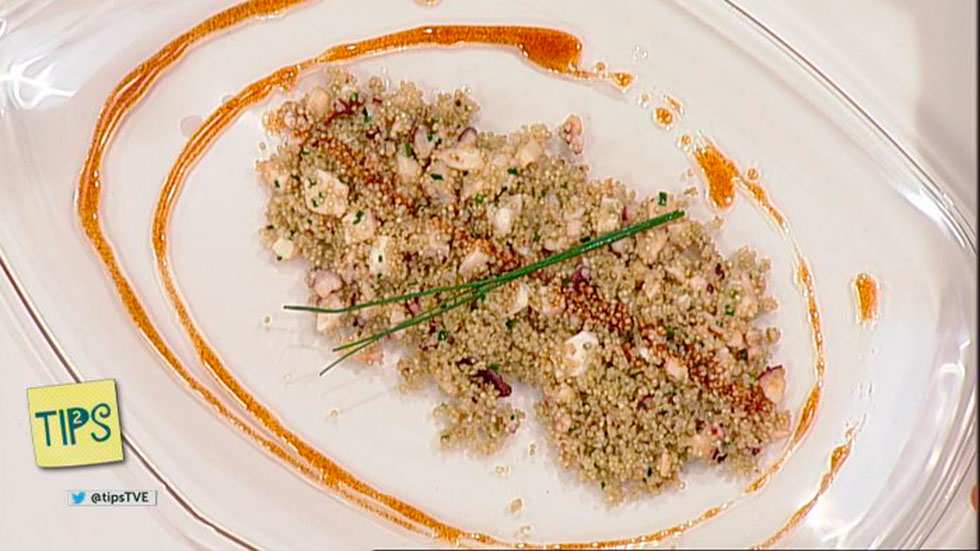 Quinoa Salteada Con Pulpo Al Ajillo