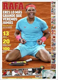 Ir a Fotogaleria &nbsp;Nadal copa las portadas de todo el mundo tras su 13&ordm; Roland Garros