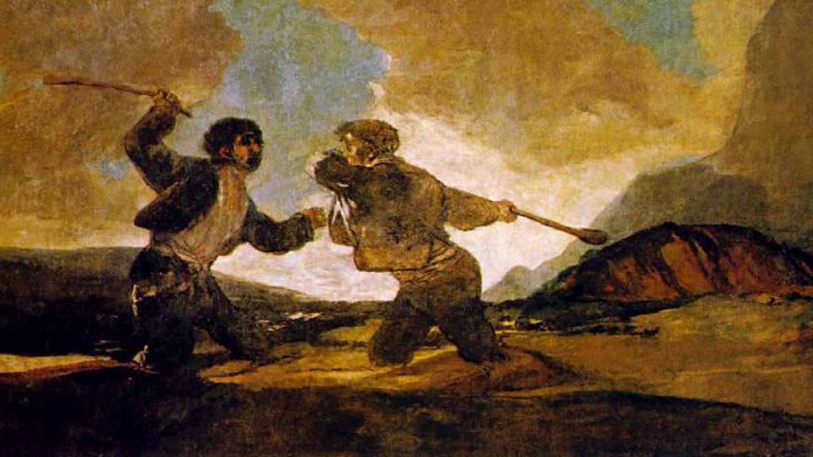 Duelo a garrotazos. Goya, hacia 1819. Museo del Prado.