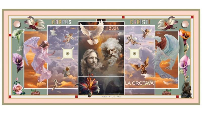 El cielo inspira el magno tapiz del Corpus de La Orotava 2024