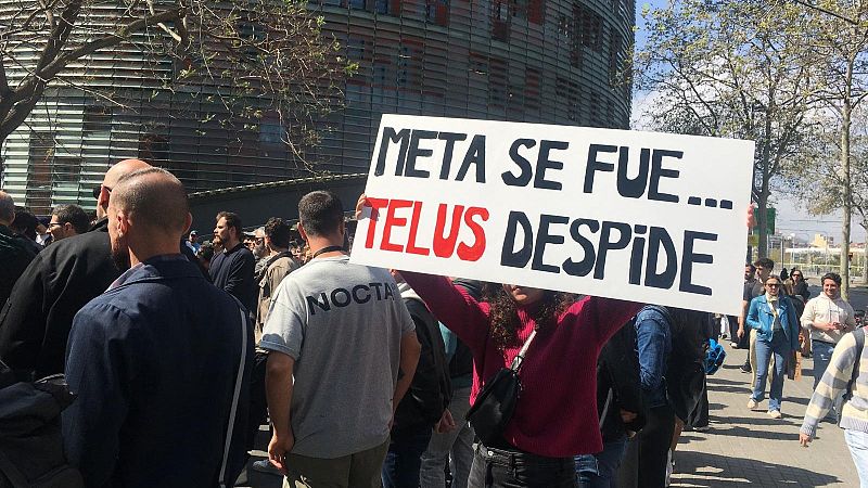 Els moderadors de Meta a Barcelona protesten contra l'ERO de Telus