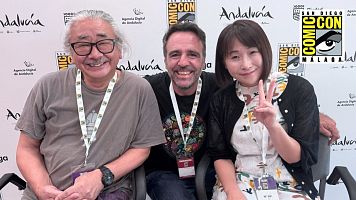 Con Nobuo Uematsu y scar Araujo en la Comic-Con