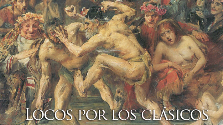 La obra pictórica representa una escena tumultuosa donde hombres semidesnudos se enfrentan, mientras otros observan con diversas expresiones. Una mujer pelirroja con el torso desnudo se encuentra en un lateral, mostrando asombro.