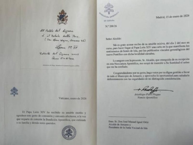 León XIV no confirma si visitará Isla, de donde procede parte de su familia, en su viaje a España - Cantabria Informativos | Escuchar