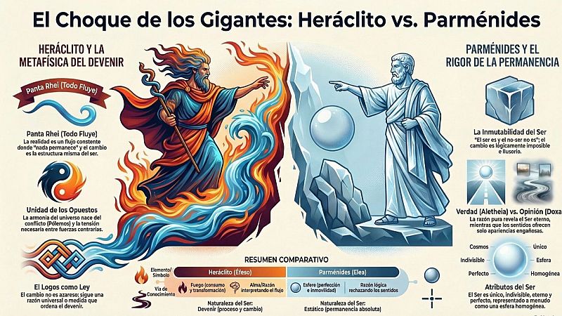 Retorno a Mileto - Duelo de titanes: Heráclito vs. Parménides - Escuchar ahora
