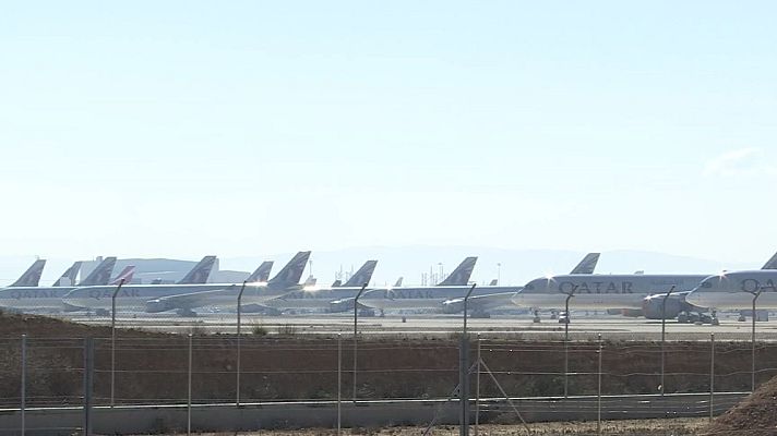 23 aviones de Qatar se refugian de la guerra en Teruel