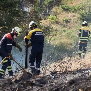 Protesta de bomberos forestales ante el Ministerio de trabajo