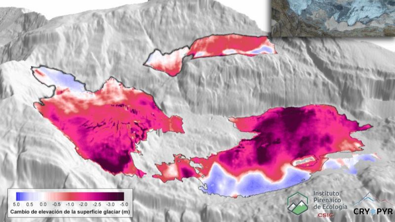 El cambio climático y las olas de calor están modificando de forma acelerada el paisaje y los ecosistemas de los Pirineos