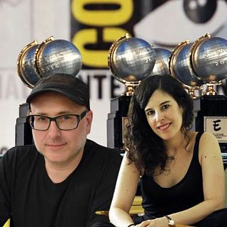 Los ganadores del Eisner Javi Rodríguez, Laura Pérez y el campeón olímpico Alberto Ginés