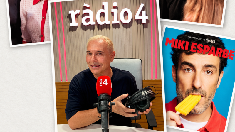 Collage con Santi Meifr�n en R�dio 4 y Miki Esparb�, promocionando "S�n 4 dies" y "UNA PRODUCCI� DE SIXTUC".