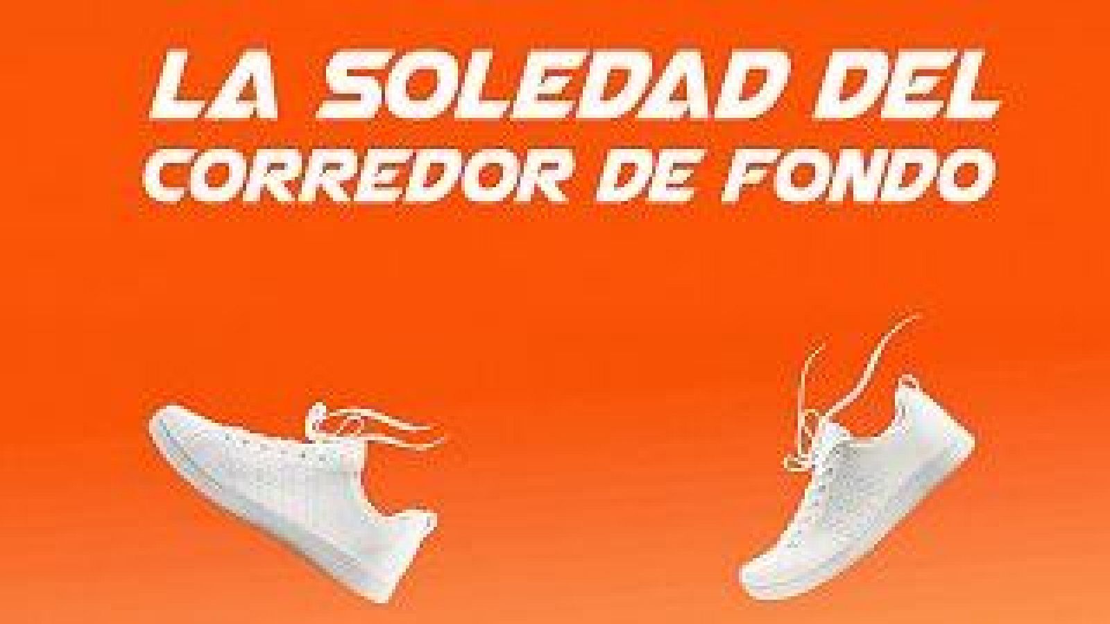 Ilustraci�n con fondo naranja y dos zapatillas deportivas blancas flotando en el aire sin ning�n corredor dentro.