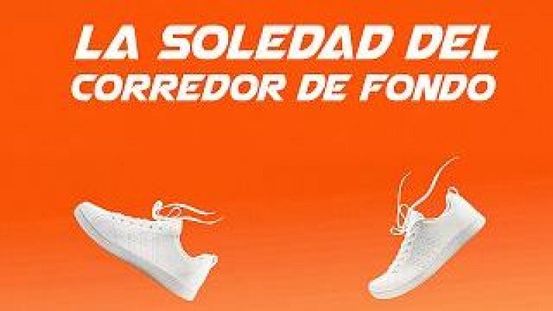 Ilustraci�n con fondo naranja y dos zapatillas deportivas blancas flotando en el aire sin ning�n corredor dentro.