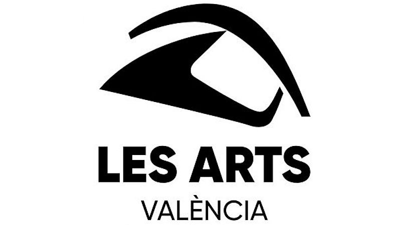 Logotipo monocrom�tico negro sobre fondo blanco con un isotipo arquitect�nico y el texto "LES ARTS VAL�NCIA".