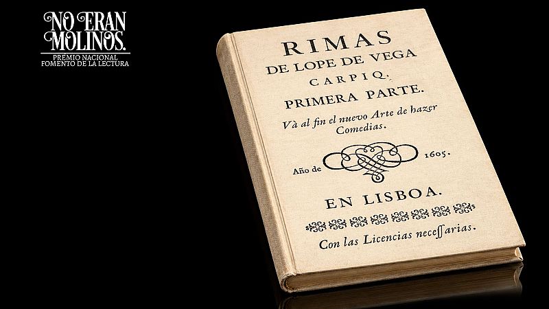 Primer plano sobre fondo negro de un libro antiguo de Lope de Vega con el logotipo del espacio cultural en la esquina superior izquierda.