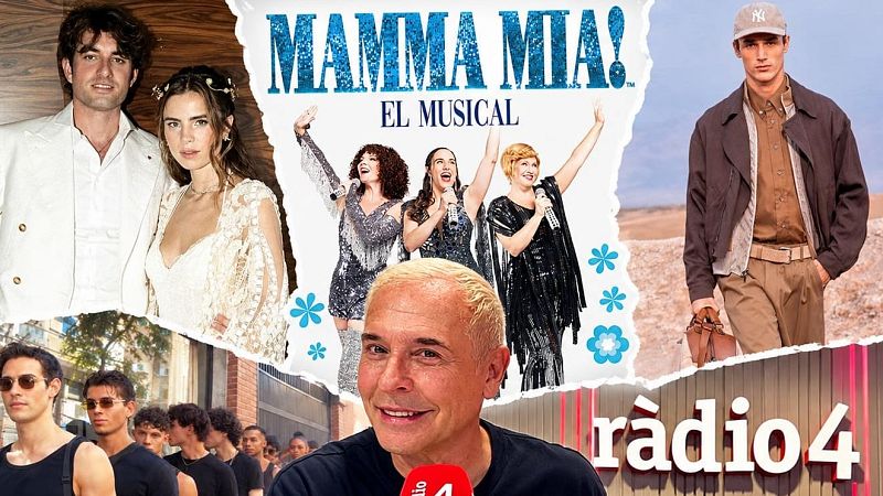 Collage promocional con el comunicador Santi Meifr�n junto a un micr�fono de R�dio 4 y diversas im�genes de eventos culturales, moda y cr�nica social.
