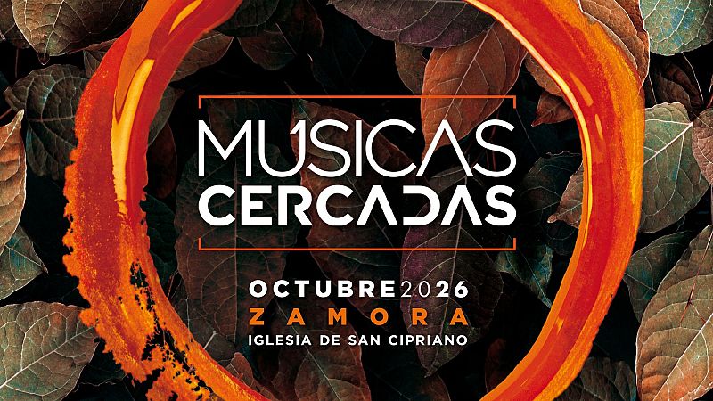 Cartel promocional con hojas de oto�o y un marco circular texturado que encuadra el t�tulo y los datos del evento.