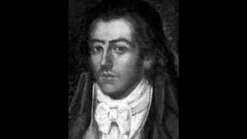Retrato cl�sico en blanco y negro del compositor Emanuele d'Astorga con indumentaria del siglo XVIII, mirando al frente.