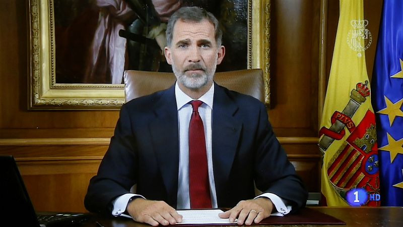 24 horas - Declaración institucional de Felipe VI: los poderes del Estado deben asegurar el orden constitucional