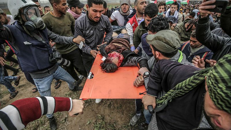 Marcha del retorno y día de la Tierra en Gaza con muertos