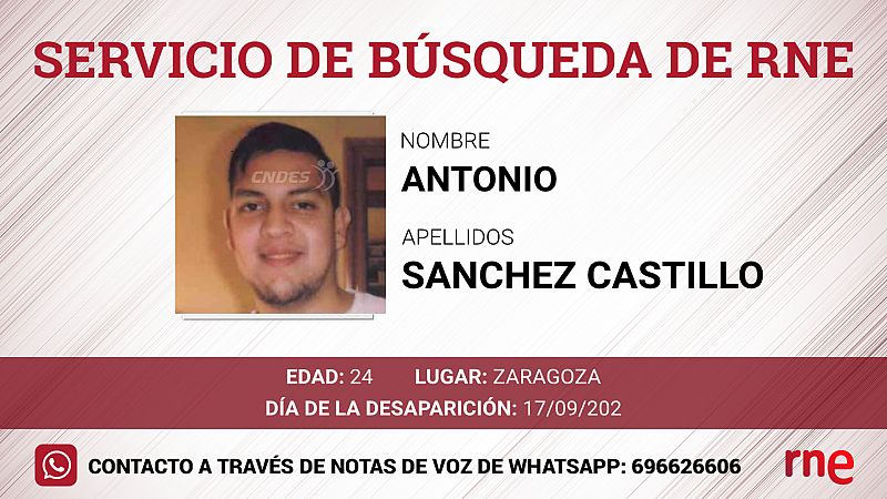 Servicio de búsqueda Antonio Sánchez Castillo, desaparecido en Zaragoza