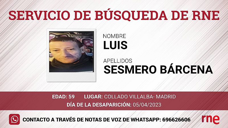 Luis Sesmero Bárcena, desaparecido en Collado Villalba, Madrid - escuchar ahora